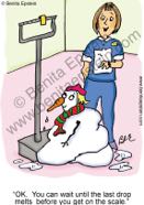 funny presentation powerpoint  newsletter nurse nurses  cartoons nursing woman female health healthy doctors office checkup illness sick ill sick disease medical medicine cartoon snowman snowlady scale weigh in weight overweight 1674